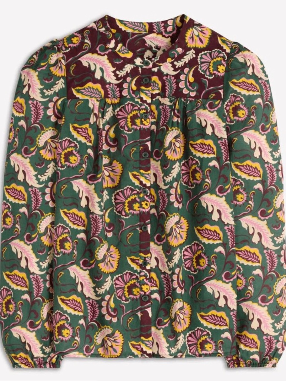 Boden Corrine Cotton Top Ornate Meadow Floral Blouse Dark Green - size 12 - Picture 3 of 9